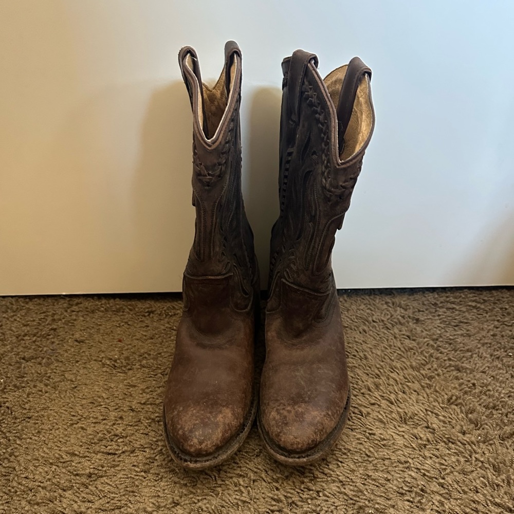 Frye Brown Leather Cowboy Boots